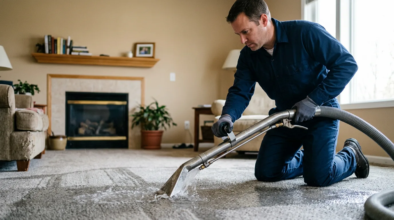 Water damage restoration technician working near Farmington, MN